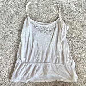 Aeropostale - Junior Women’s (M) Y2K Beige Cream Beaded Embroidered Tank Top